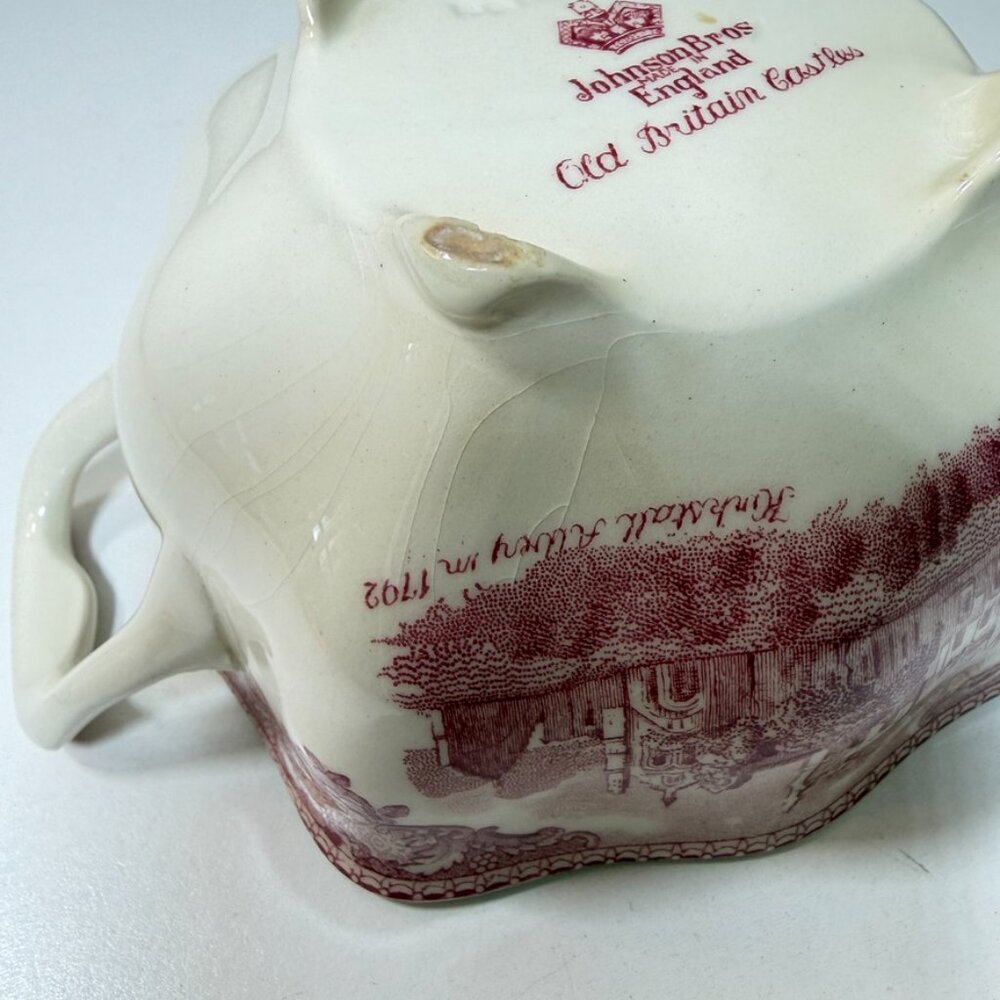🏰 VTG Johnson Brothers "Old Britain Castles" Open Sugar Bowl Pink/Red *READ* 🏰 - Picture 10 of 16